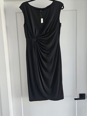 White House Black Market Black Sleeveless Knot-Detail Midi Dress